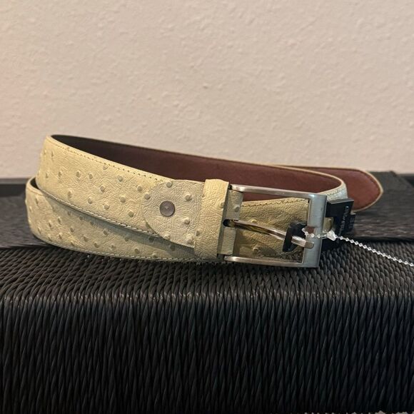 Demarco Gionani Genuine Leather Vera Pelle Ostrich Belt - Picture 2 of 6